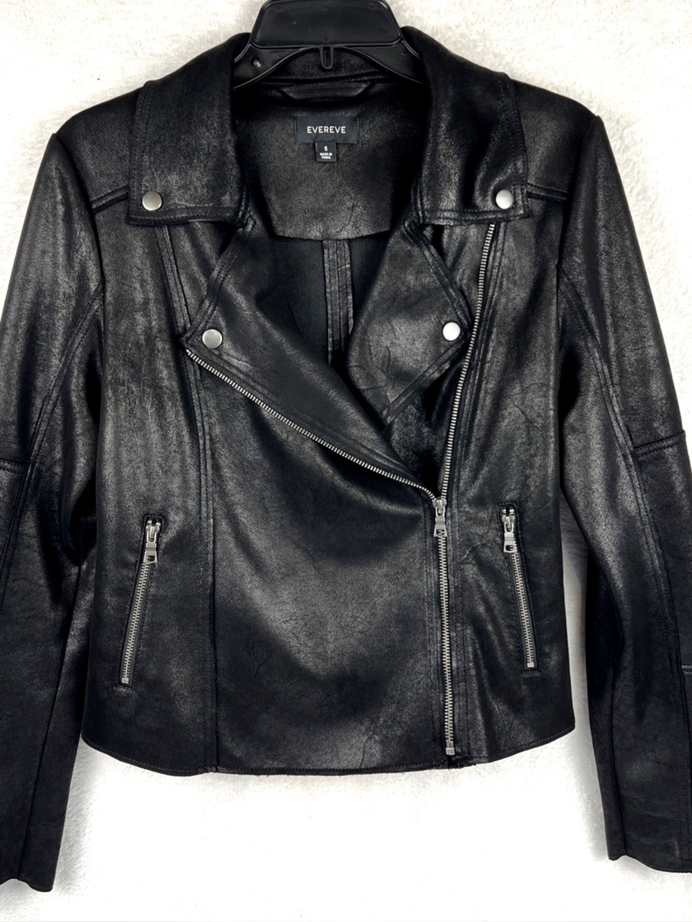 $168 EVEREVE Marren sueded Moto Jacket black M - Picture 2 of 10